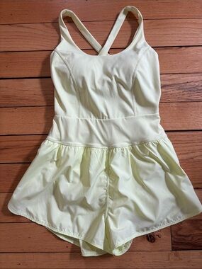Avia Neon Yellow Active Crossback Skort Romper
